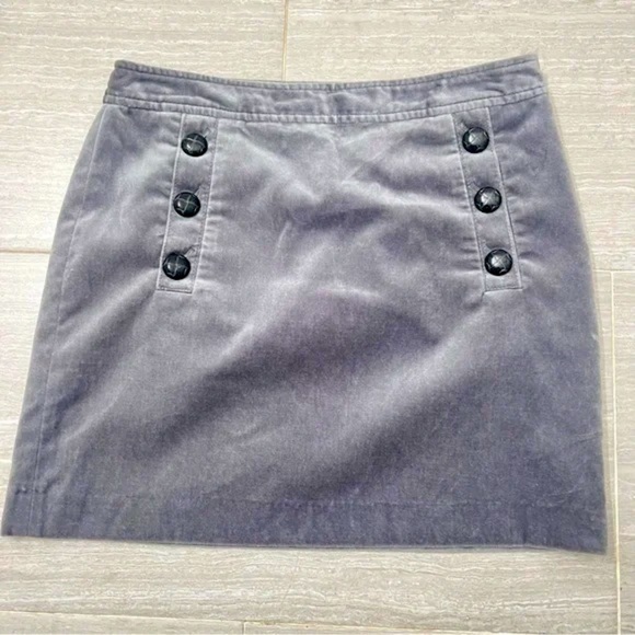 Banana Republic Vintage Velvet Grey Mini Skirt Holiday 08 Collection Sz 12 - Picture 1 of 10